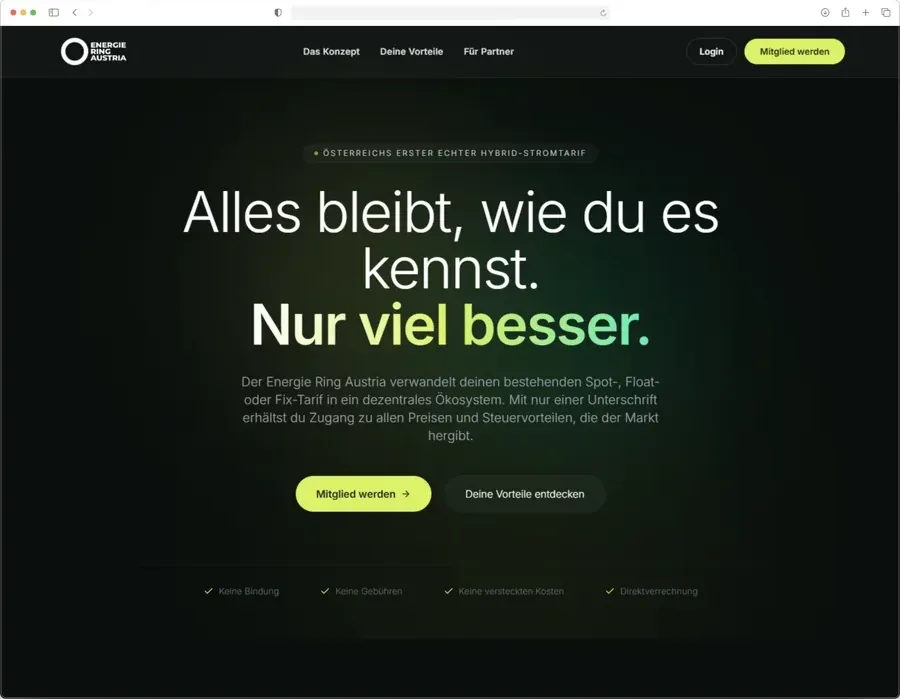 Energie Ring, Plattform mit Mitgliederbereich