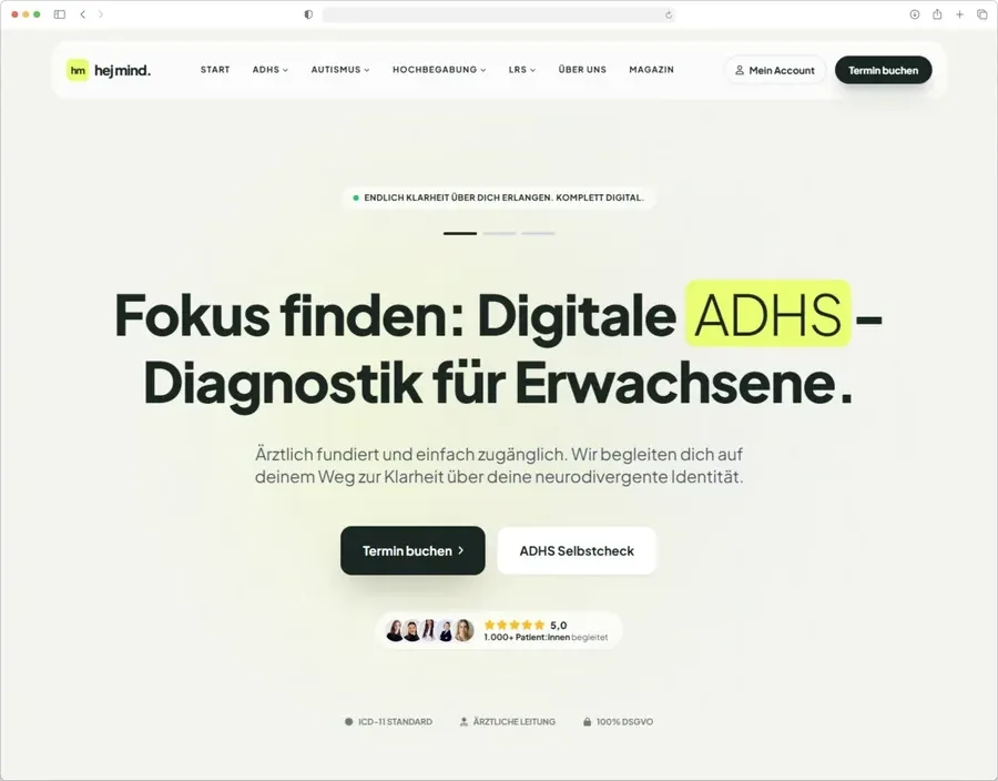 hej mind, Diagnostik-Plattform mit Patientenportal