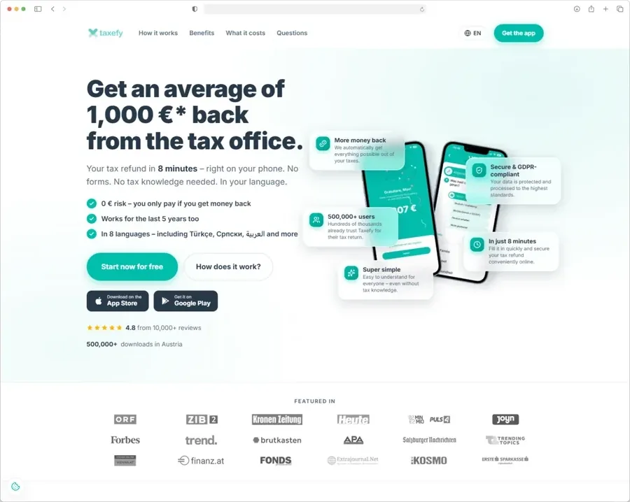 Taxefy, Website