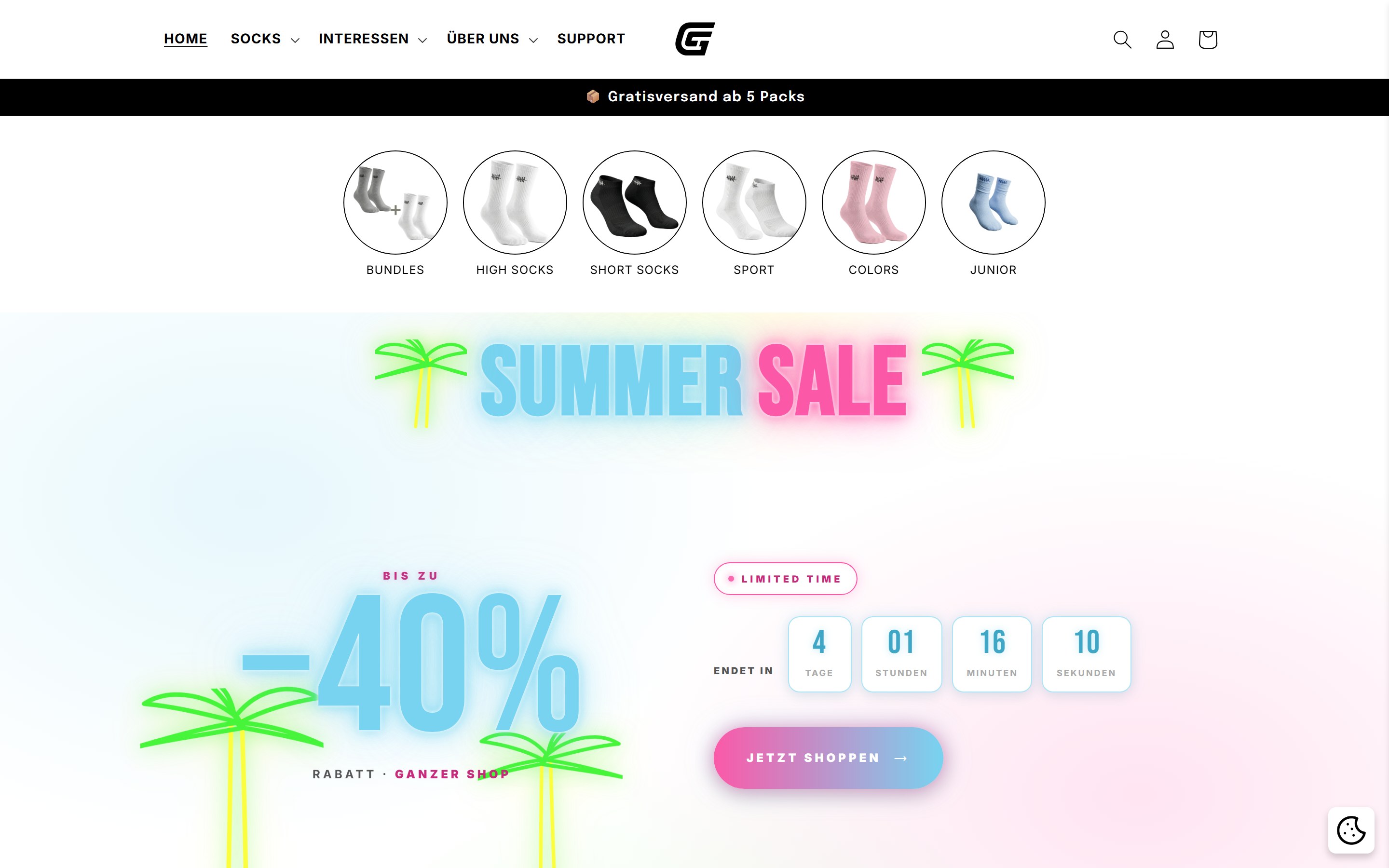 GAMECHANGER Socks Website-Screenshot